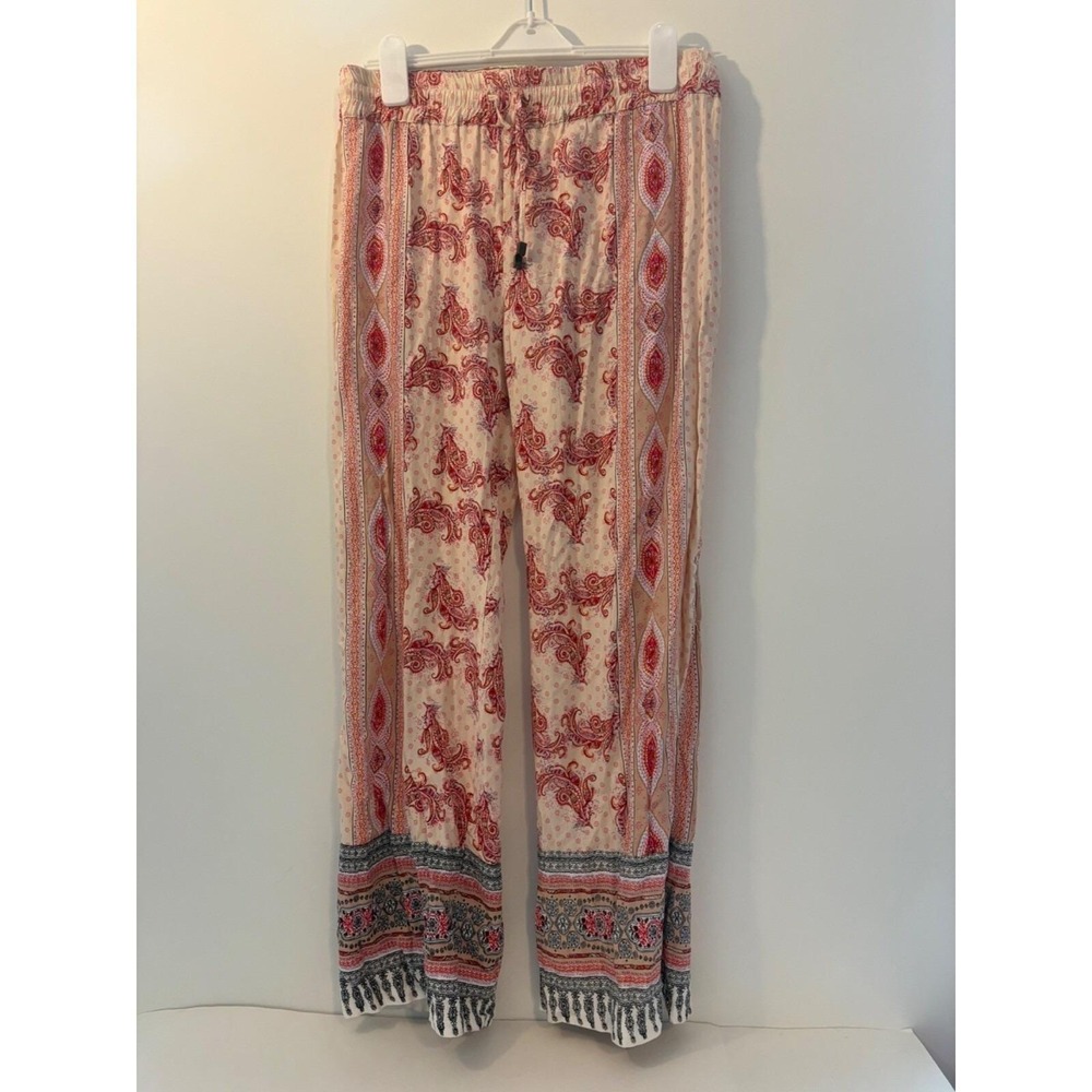 Bohemian Lucy & Laurel Size Women's Large Paisley Print Pants With Elastic Waist